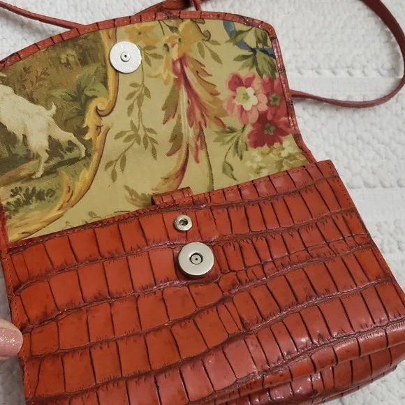 BRIGHTON ORANGE CROCODILE PATTERN CROSSBODY BAG - Picture 4 of 16